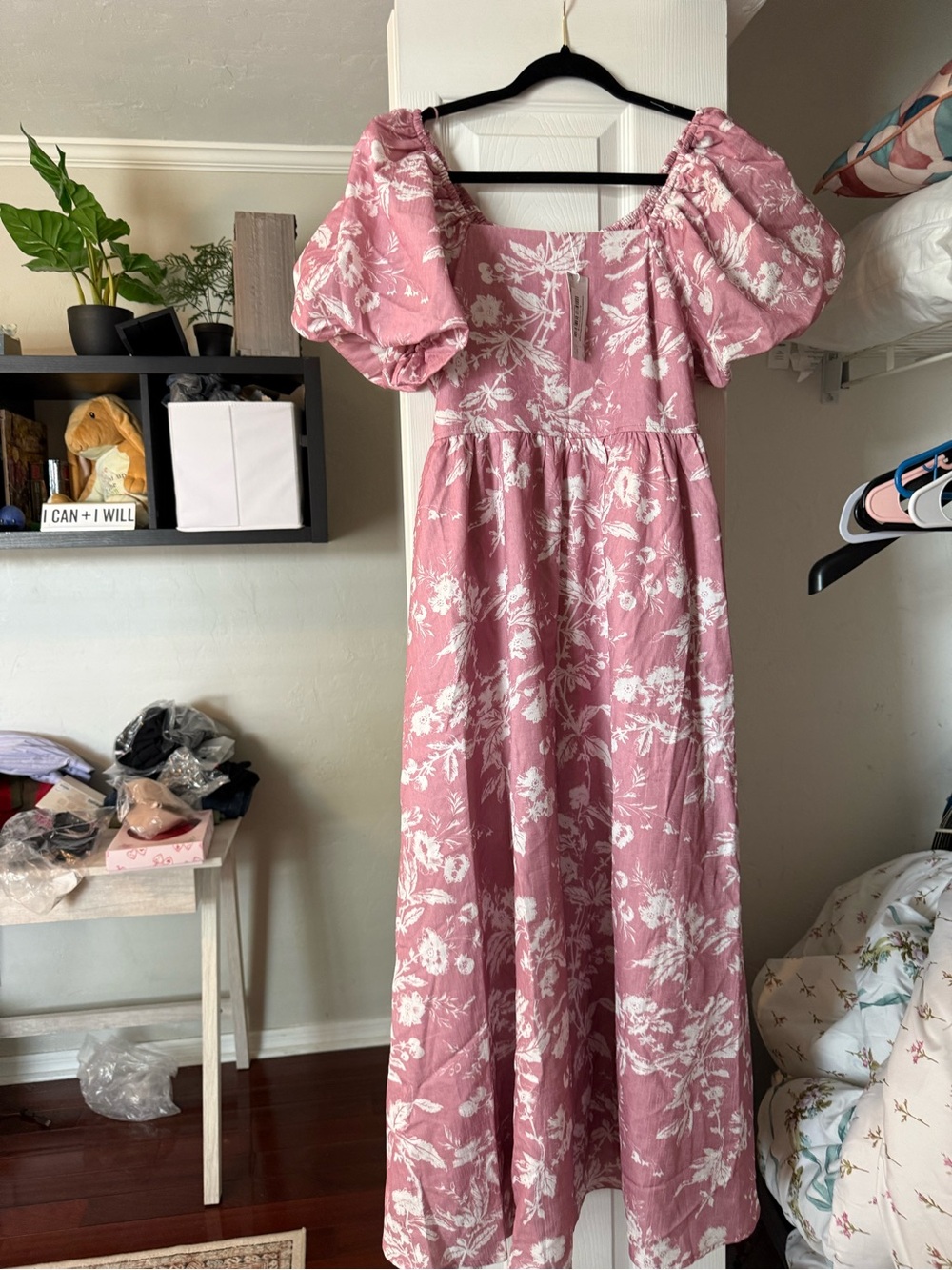 Baltic Born pink and white floral midi dress short sleeve NWT sz M - Picture 5 of 5